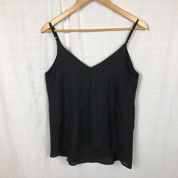 ASOS Women's Spaghetti Strap V Neck Cami Tank Top Solid Black Shirt Size 4 - Picture 3 of 5